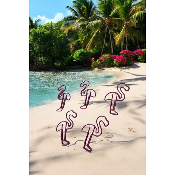 Fun Flamingo Paper Clips - Set of 5, Cute School Supplies in Pink - Picture 2 of 5